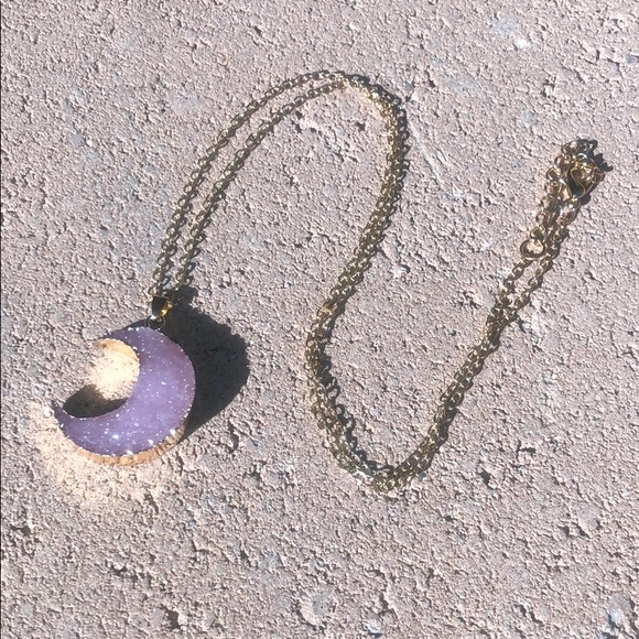 Pink moon druzy necklace - Picture 3 of 5
